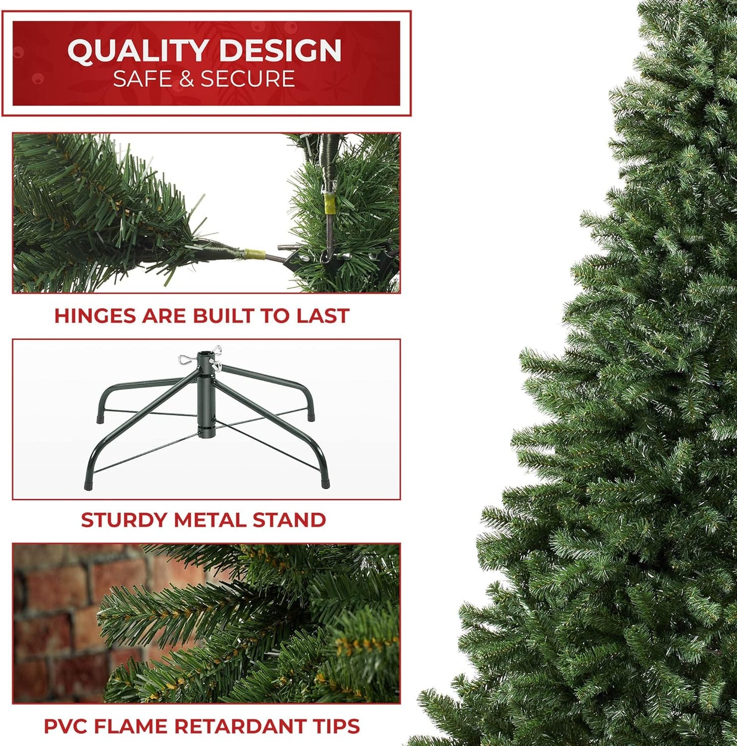 Casafield 9FT Realistic Green Spruce Artificial Holiday Christmas Tree with Sturdy Metal Stand