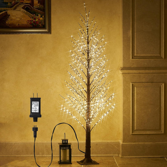 Fudios Lighted Alpine Tree Brown Willow 6FT 810 LED Fairy Lights,Artificial Winter Twig Trees Plug in for Christmas Indoor Outdoor Home Decoration
