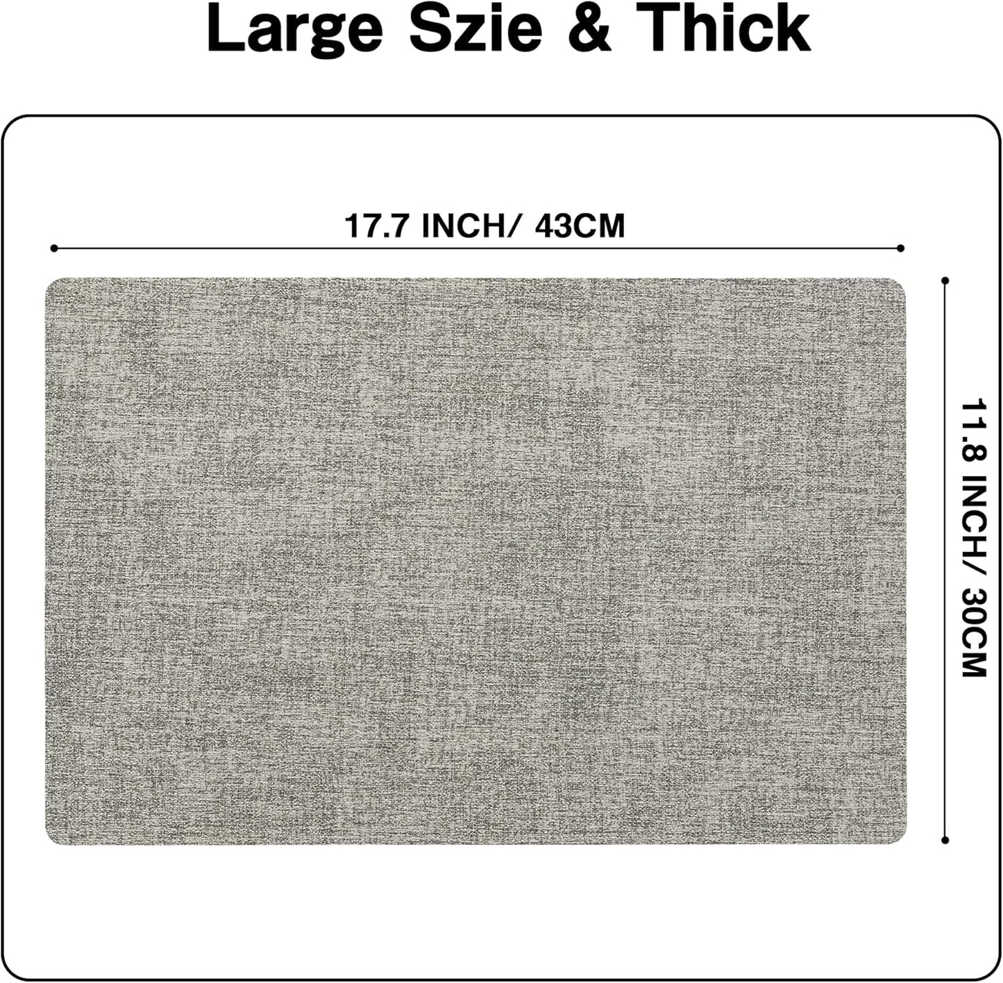 Chrysameld Vinyl Placemats Set of 6 - Faux Leather 100% Waterproof Oil-Proof Wipeable PU Place Mats, Heat Resistant Anti Slip Reversible Table Mats for Indoor & Outdoor Use,(17×12Inch, Light Grey)