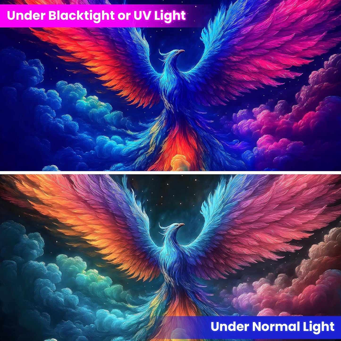 Blacklight Tapestry,WingTapestry Glow In The Dark,UV Reactive Black Light Upright Posters Wall Hanging for Bedroom Dorm Living Room Backdrop Decor (wing17, 79L" x 59W")