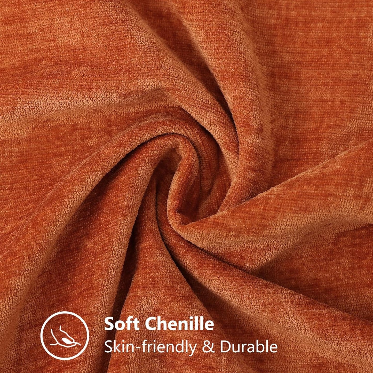 decorUhome Fall Chenille Soft Throw Pillow Covers 16x16 Set of 2, Farmhouse Velvet Neutral Decorative Euro Pillow Covers with Stitched Edge for Couch Sofa Bed Home Decor, Rust