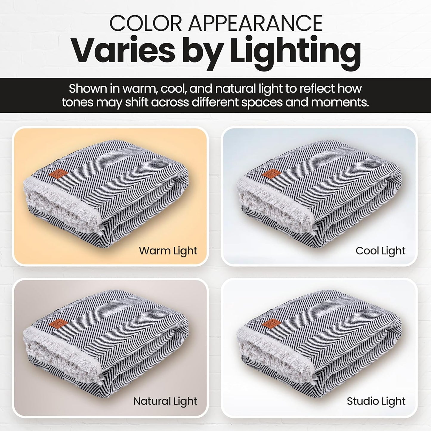 Gold Case Throw Blanket for Bed – 100% Recycled Turkish Cotton Bed Blanket – Decorative Throw Cotton Blankets for Living Room & Bedroom – Elegant Black Woven Queen Blankets – 90x90