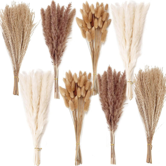 200PCS Dried Flower Bouquet – Pampas Grass, Floral Decor for Home, Wedding, and Boho Style | Perfect for Vases, Fall, Spring, Summer, and Winter Arrangements