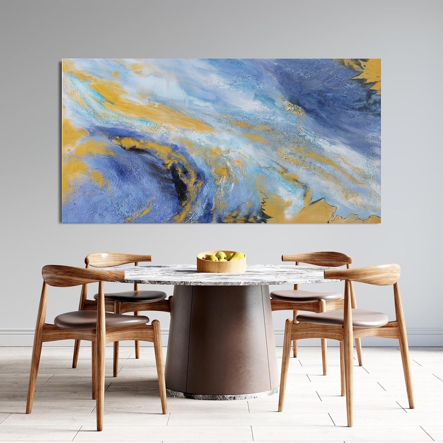 Canvas Wall Art Decor Large Blue Gold Wall Art Prints Modern Abstract Wall Art for Living Room Abstract Canvas Art Wall Decor Large Artwork for Walls Decorations Bedroom Office Decor 29" X 58"