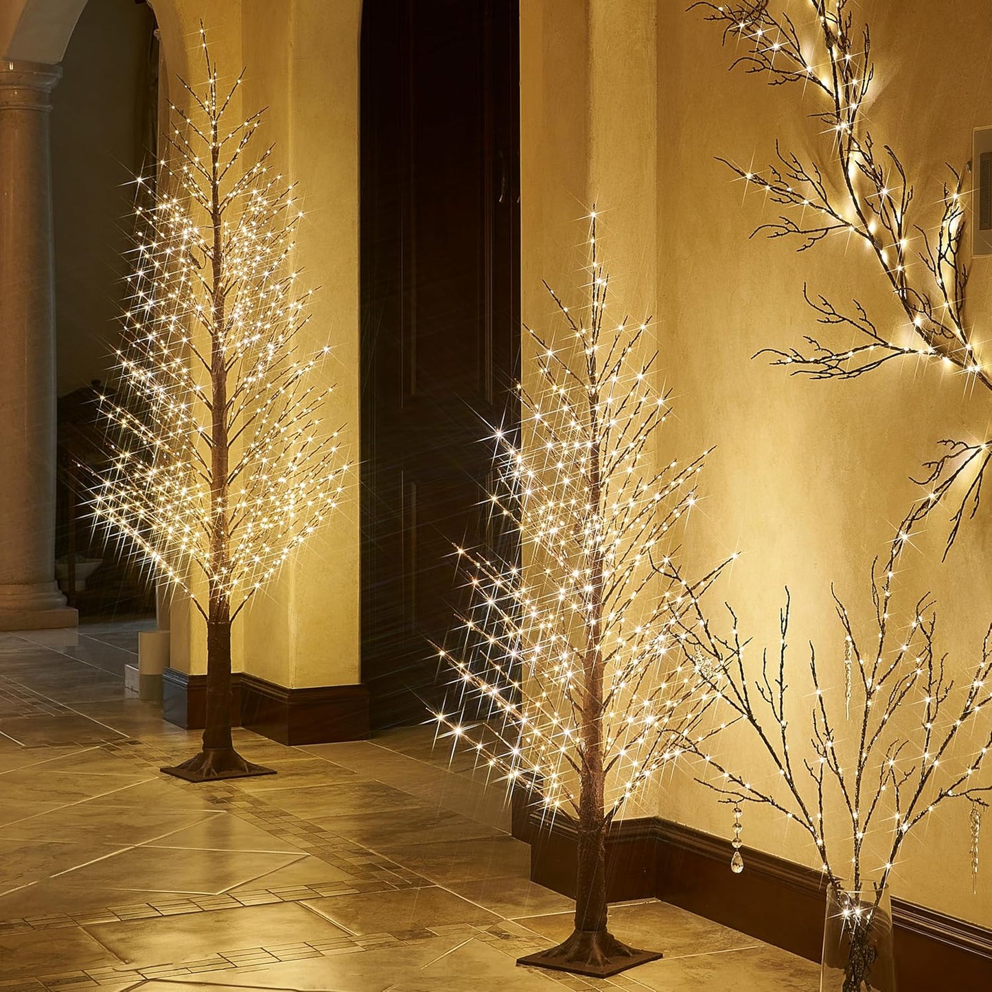 Fudios Lighted Alpine Tree Brown Willow 6FT 810 LED Fairy Lights,Artificial Winter Twig Trees Plug in for Christmas Indoor Outdoor Home Decoration