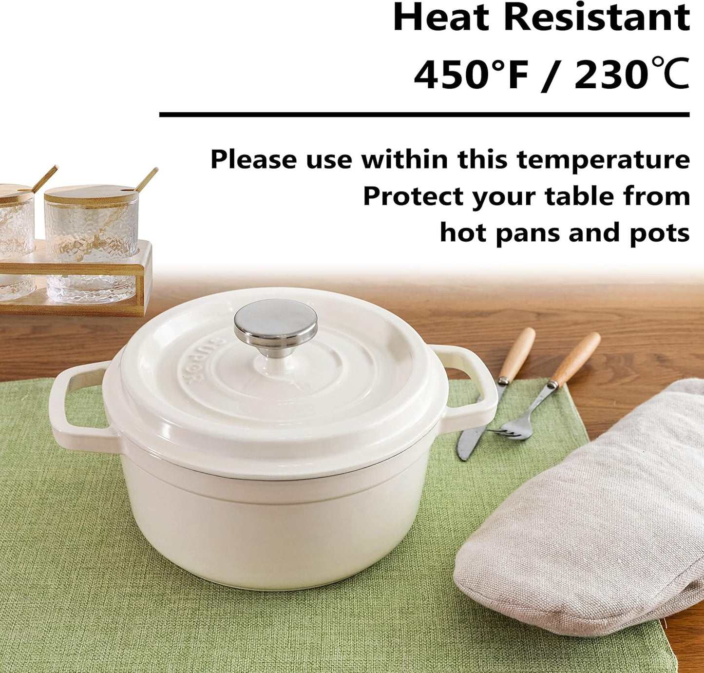 Home Brilliant Green Placemat Set of 4 Washable Place Mats Placemats Heat Resistant Sage Placemat for Dining Table Kitchen Table Mats Spring Dinner Decor, Grass Green