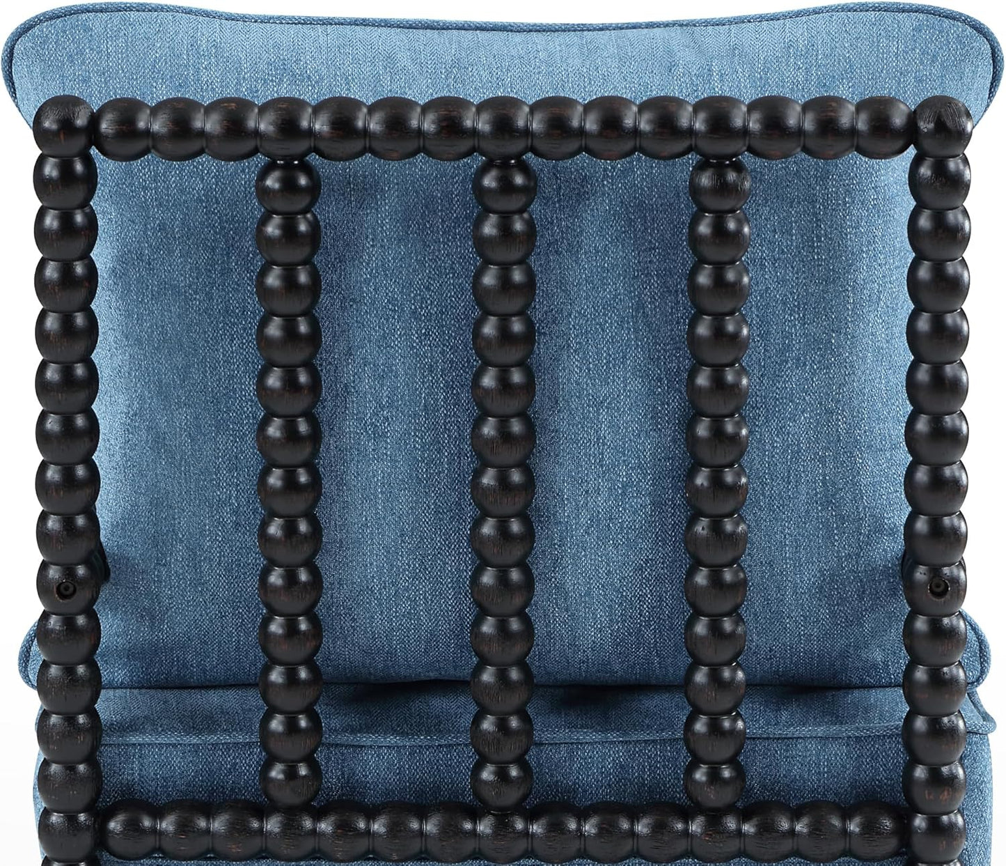 DUHOME Linen Fabric Spindle Accent Chairs Set of 2 with Wood Frame,Modern Accent Spool Chairs with Padded Spring Seat and Brushed Blue Base for Living Room Bedroom Farmhouse Home Office Belcony