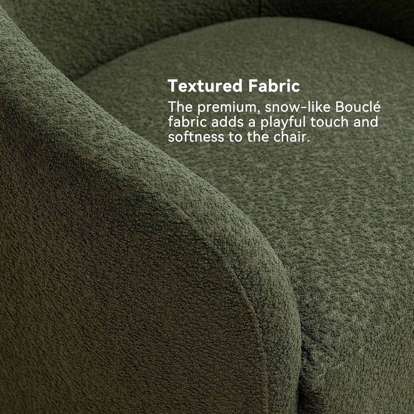 KINWELL 32" Wide Modern Boucle Swivel Barrel Chairs Set of 2, No Assembly Round Upholstered Swivel Accent Armchairs for Living Room, Bedroom (Green)