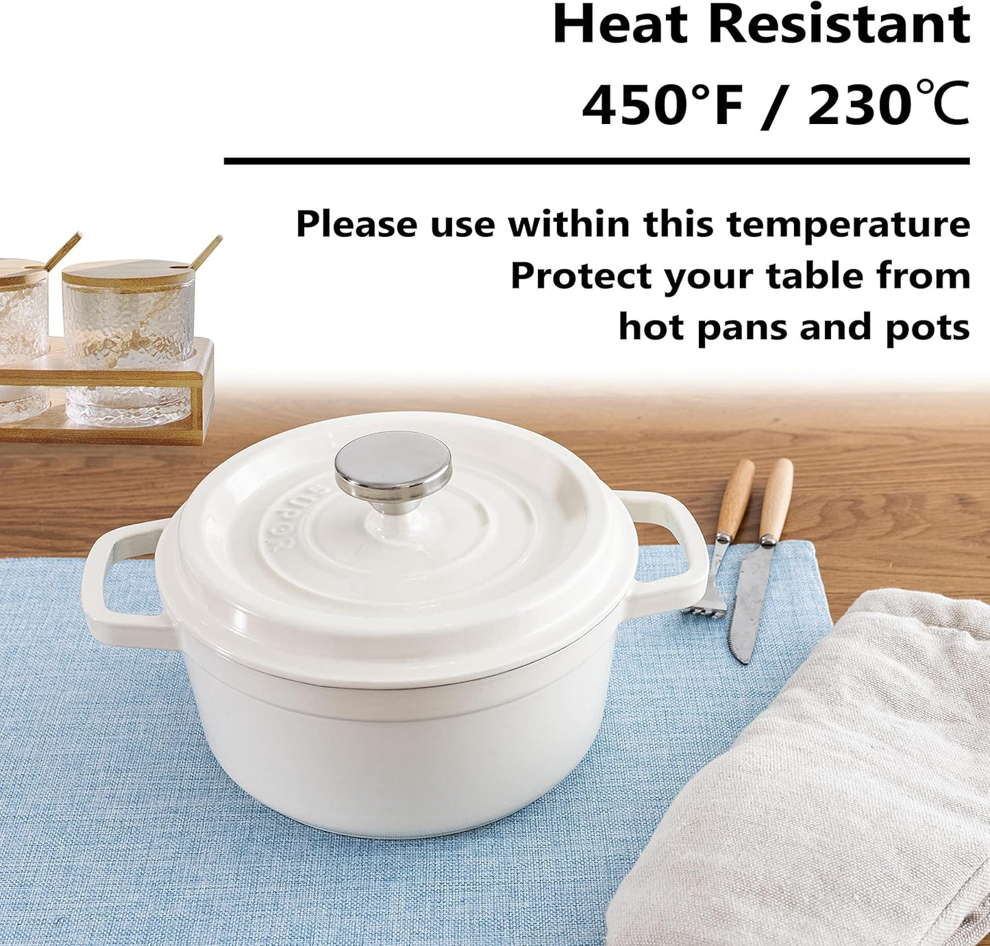 Home Brilliant Blue Placemats Set of 4 Heat Resistant Farmhouse Boho Placemats Burlap Cloth Place Mat Dining Table Place Mats Kitchen Table Mats, Blue