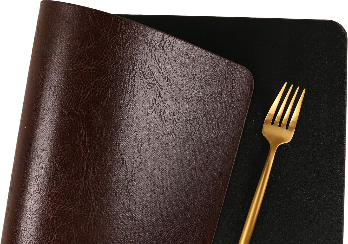 Faux Leather Placemats, Set of 4 PU Table Mats, Easy to Clean, Heat & Stain Resistant for Office Conference Table,Dinging Home Decor F Dark Brown