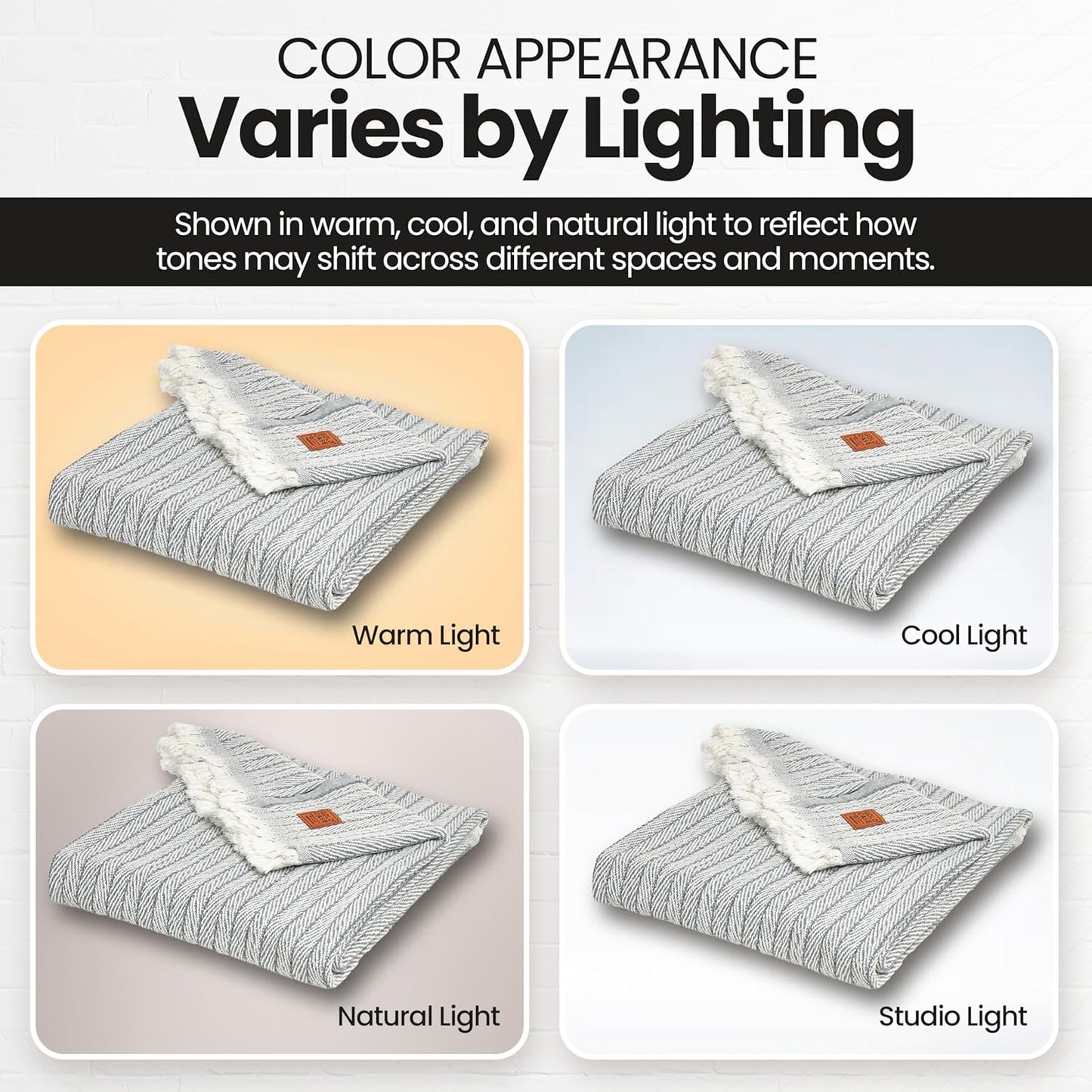 Gold Case Throw Blanket for Couch – 100% Recycled Turkish Cotton Blankets & Throws – Elegant Decorative Throw Blankets for Living Room Sofa – Woven Throws for Couch – Vintage Grey– 60x80