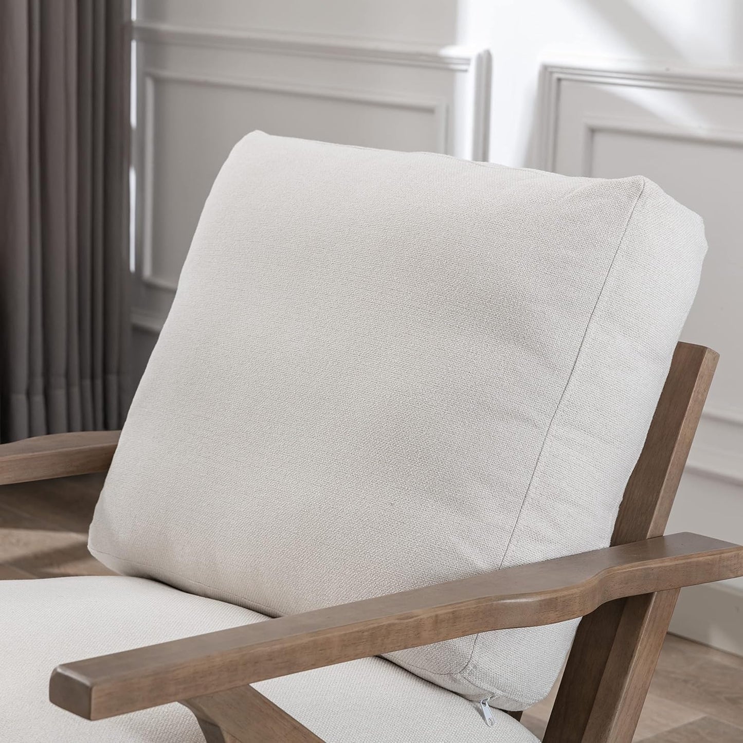 chairus Mid Century Accent Armchairs Modern Upholstered Lounge Chairs Compfy Leisure Arm Chairs for Living Room Fireplace/Bedroom/Reception/Dorms, Set of 2, Linen Fabric White