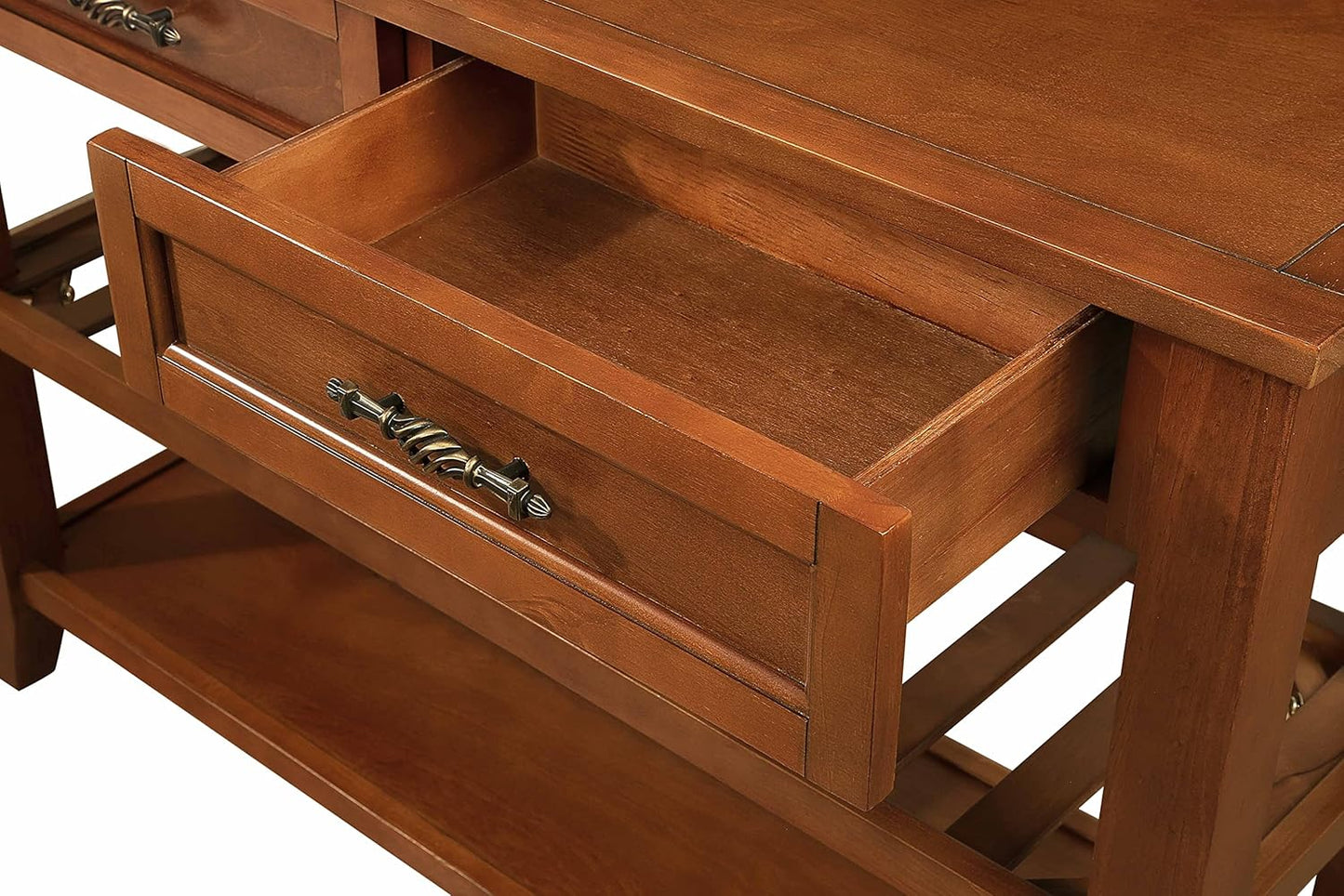 Solid Wood Console Table Entryway Table with Storage Drawers and Shelves Sofa Tables (42" Brown)