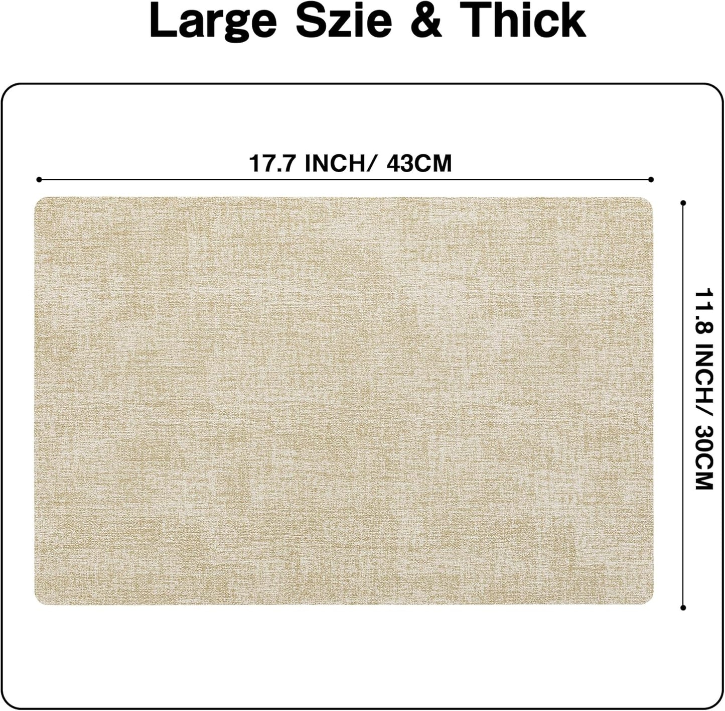 Chrysameld Vinyl Placemats Set of 4 - Faux Leather 100% Waterproof Oil-Proof Wipeable PU Place Mats, Heat Resistant Anti Slip Reversible Table Mats for Indoor & Outdoor Use,(17×12Inch, Beige)