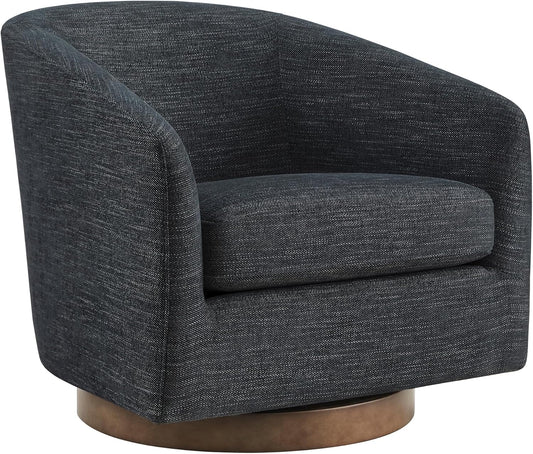 CHITA Swivel Accent Chair, FSC Certified Upholstered Fabric Barrel Chair for Living Room, Fully Assembled, Midnight