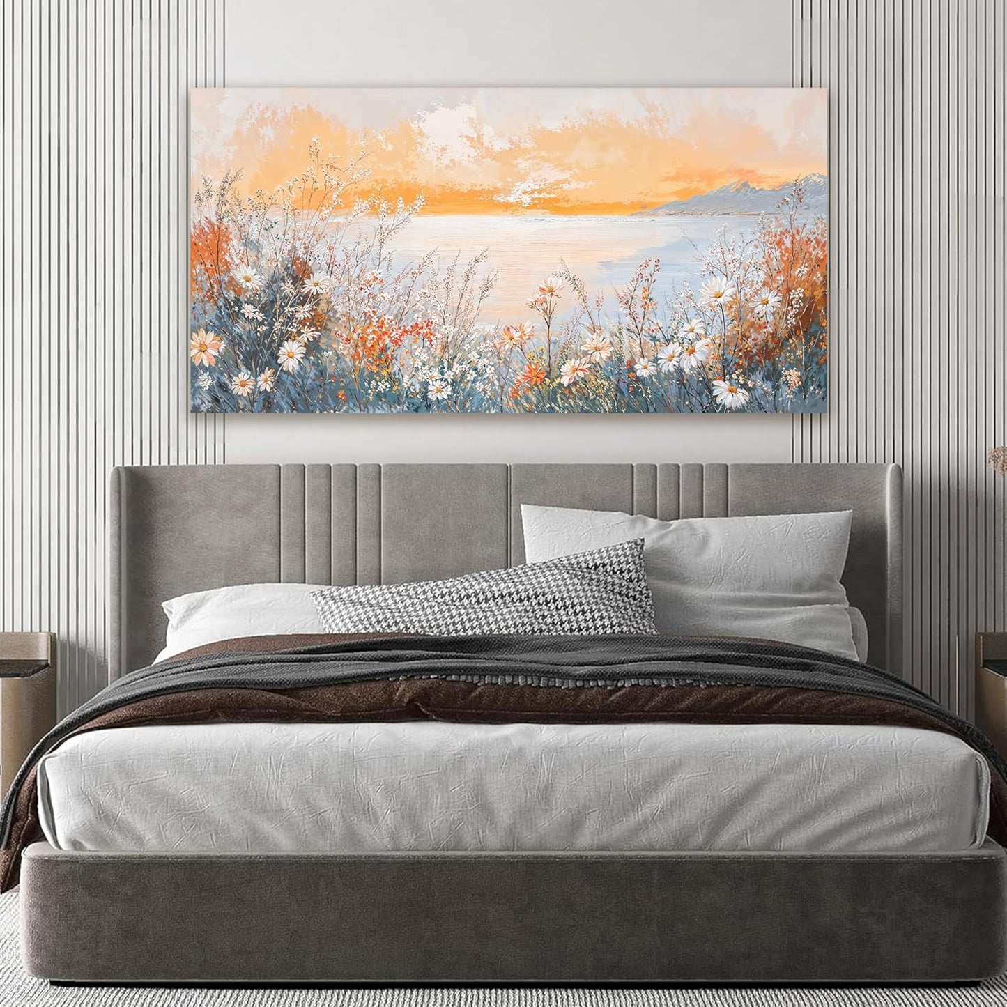 Canvas Wall Art Decor Wall Art Pictures for Living Room Artwork for Walls Coastal Beach Wall Art Prints Canvas Art Wall Decor Vintage Wildflower Wall Art Decorations Bedroom Home Decor 20" X 40"