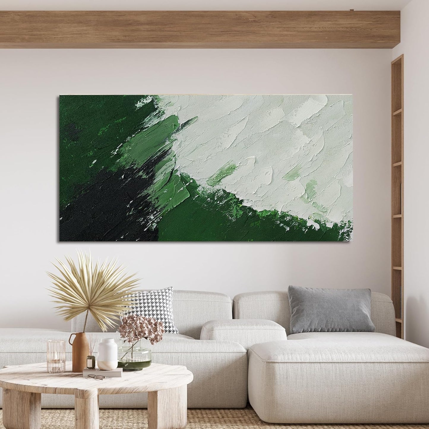Canvas Wall Art Decor Large Green Abstract Wall Art Prints Wall Art Pictures for Living Room Abstract Canvas Art Wall Decor Modern White Wall Art Large Artwork for Walls Bedroom Office Decor 29"X58"