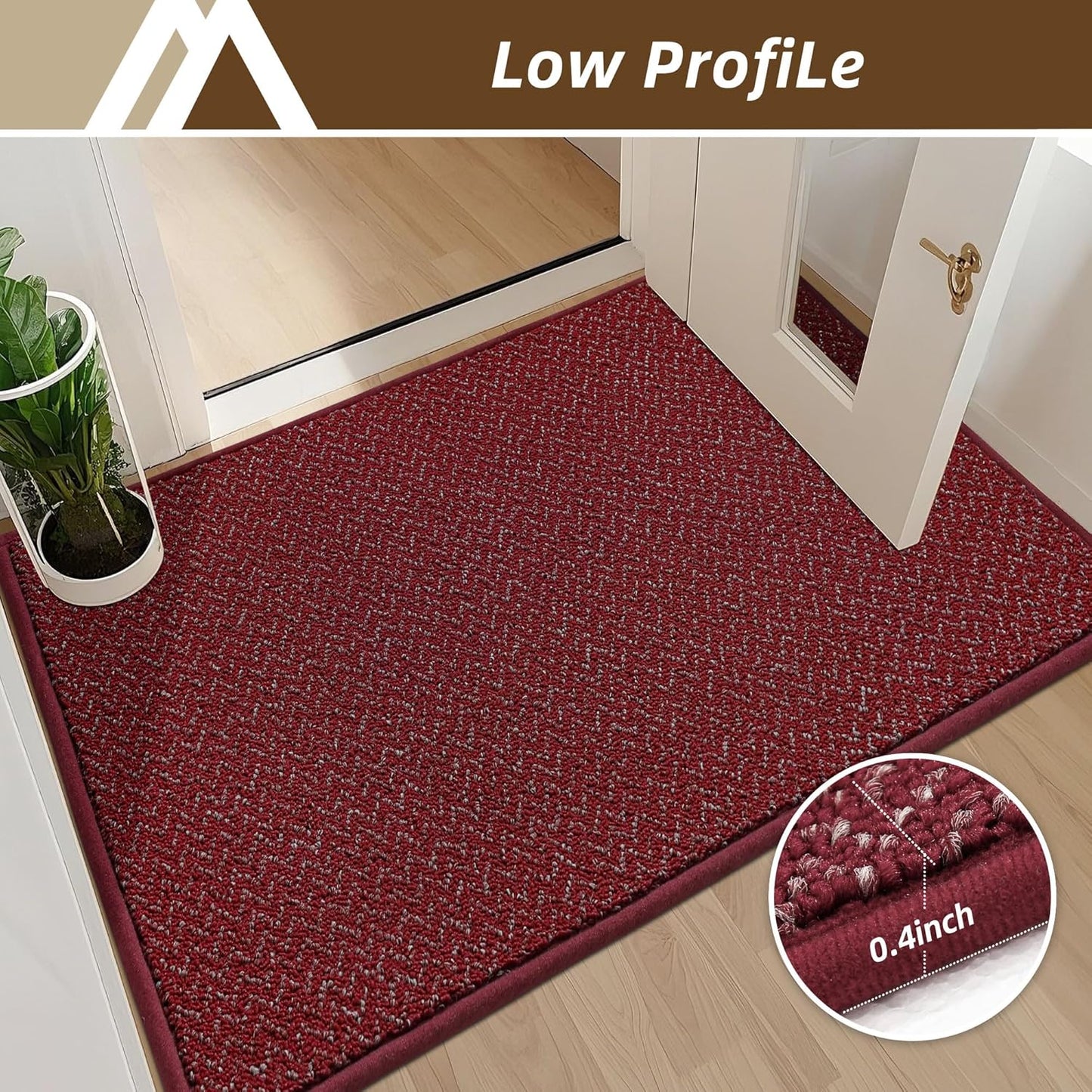 COSY HOMEER-Door-Mat 24"x36" Non Slip Absorbent Entryway Rugs Dirt Trapper Doormats Washable Entrance Mats Low Pile Welcome Floor Mat for Front Back Door and Entry Mats,Red