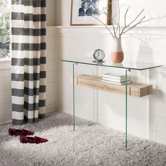 Safavieh Home Kayley Natural and Glass Console Table