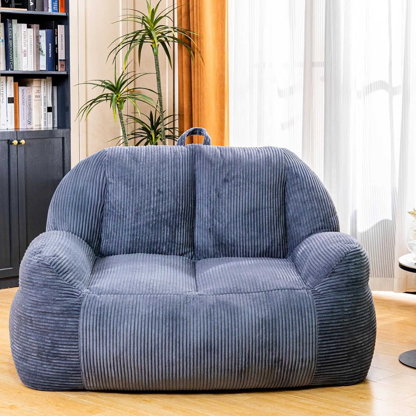 Giant Bean Bag Chair, Faux Fur Bean Bag Chair for Adults, Fluffy and Comfy Bean Bags with Filler, Big Bean Bag Sofa Chair for Reading, Gaming, Stuffed High-Density Foam, Grey