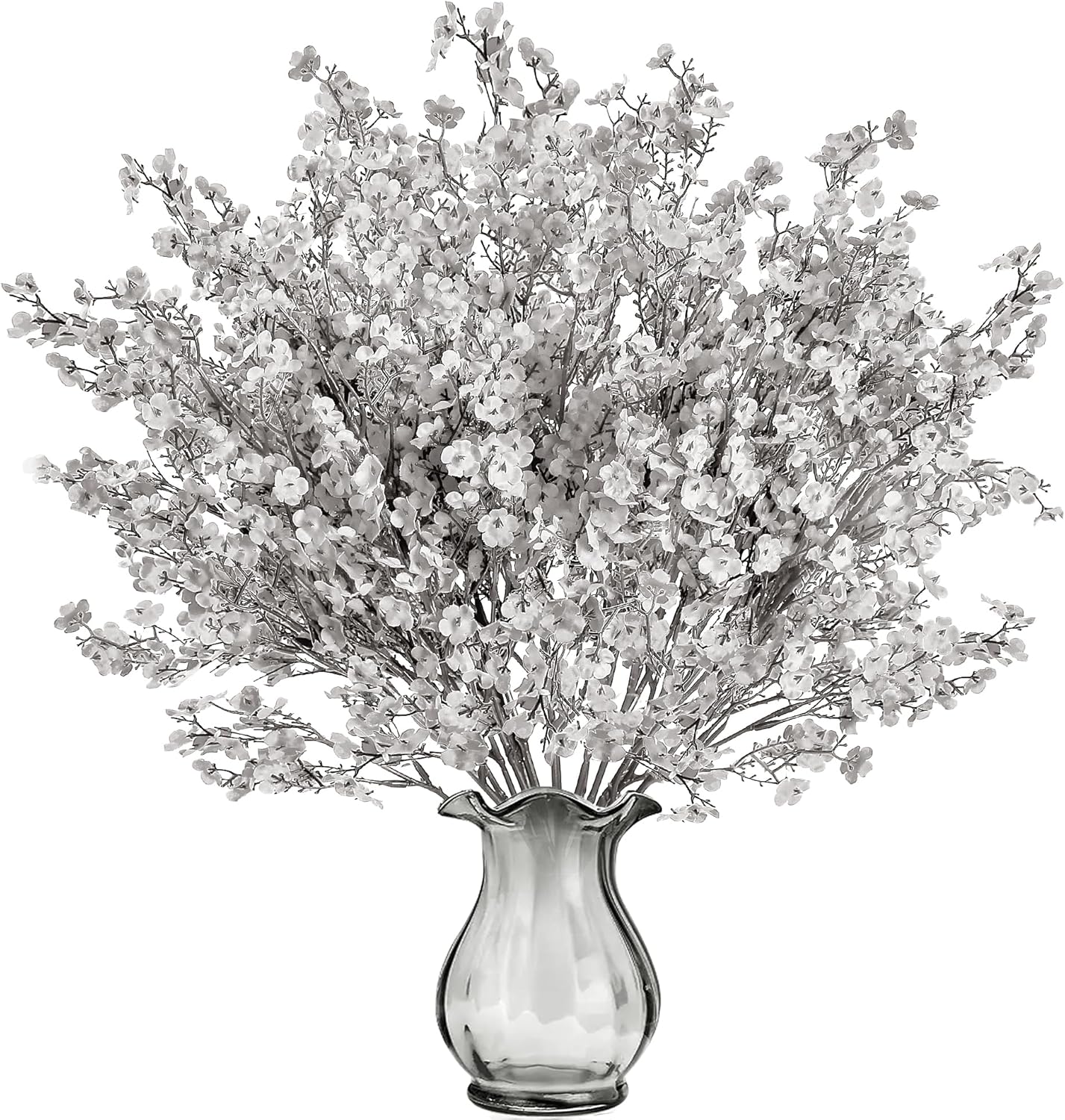 Sggvecsy 15 Pcs Babys Breath Artificial Flowers Gypsophila Bouquets Bulk Real Touch Fake Silk Flowers for Home DIY Floral Arrangement Table Centerpiece Fall Thanksgiving Autumn Decoration (Grey)