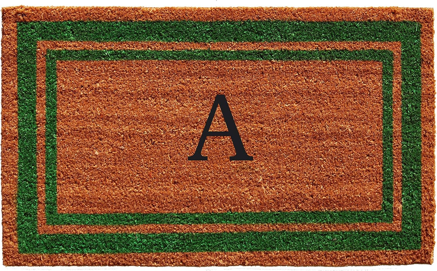 Calloway Mills Green Border 18" x 30" Monogram Doormat, Natural/Green (Letter A)