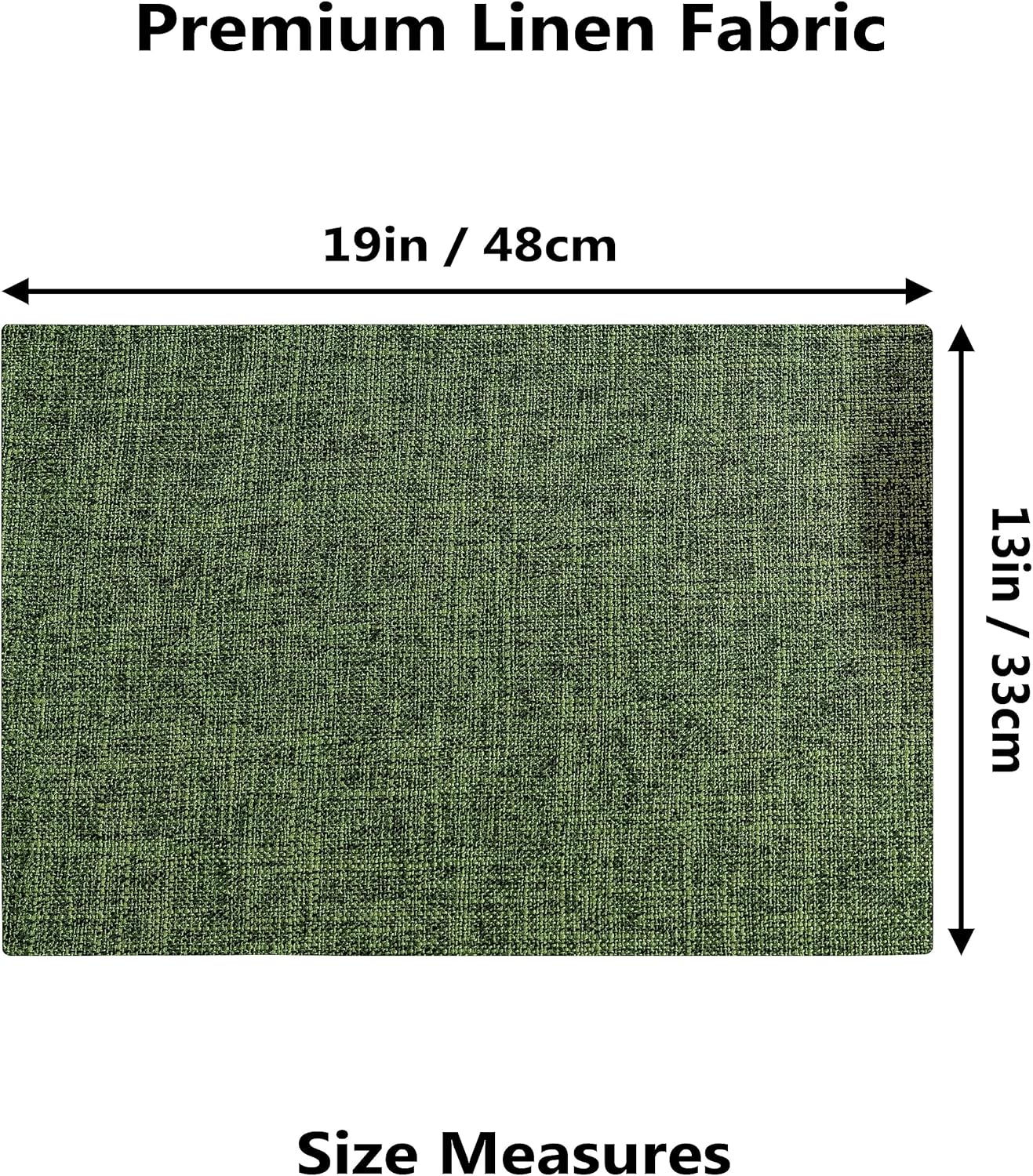 Demetex Green Placemats Set of 6 Vintage Cloth Textured Place Mats Stain Resistant for Holiday Barbecue and Dinning Table, Green