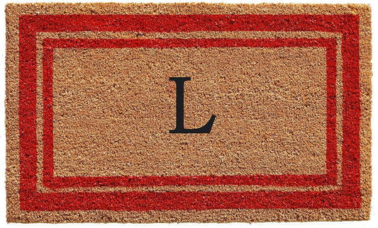 Calloway Mills 153031830L Red Border 18" x 30" Monogram Doormat, (Letter L)