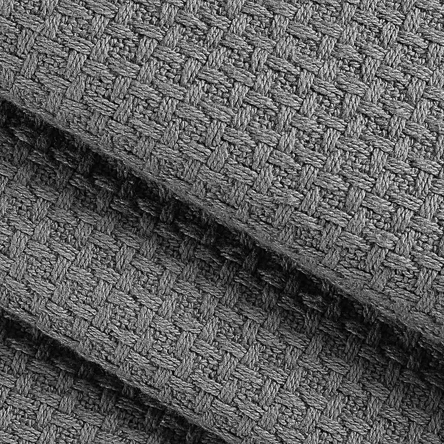 Elvana Home 100% Cotton Bed Blanket, Breathable Bed Blanket Twin Size, Cotton Thermal Blankets Twin, Perfect for Layering Any Bed for All Season, Charcoal Grey