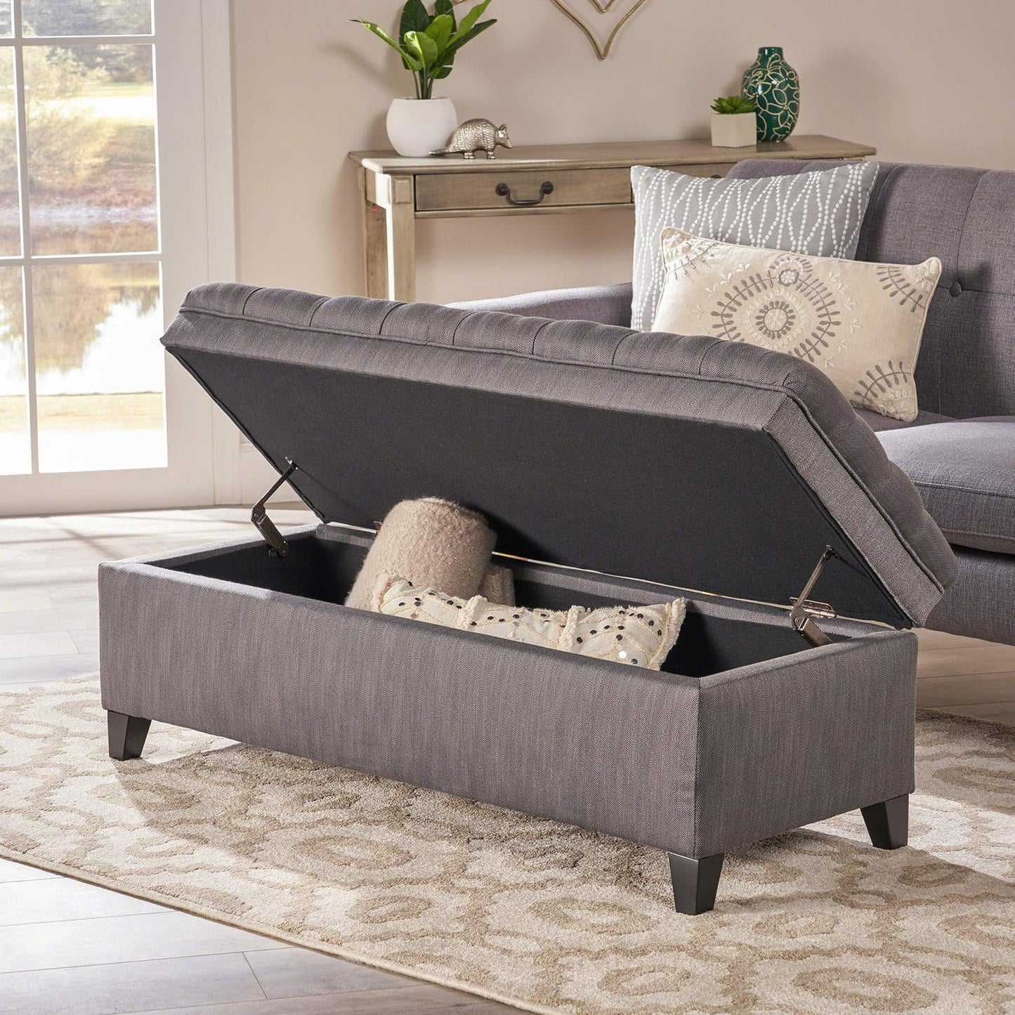 Christopher Knight Home Juliana Fabric Storage Ottoman, Gray